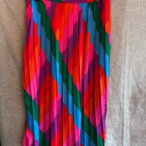 Skies Are Blue Multicolor Pleated Midi Skirt